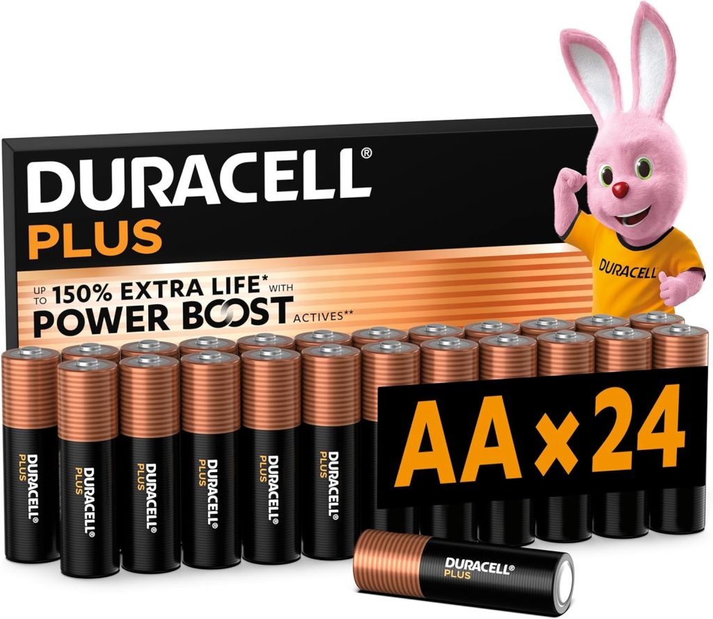 DURACELL Plus Pilas AA (Paquete de 24) – Pilas alcalinas 1,5 V – Hasta un 150 % de duración extra con activos POWER BOOST–Fiabilidad para dispositivos cotidianos–Envase con 0 % de plástico–MN1500