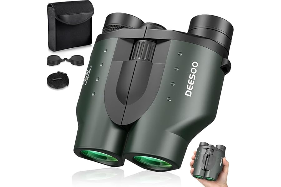 Deesoo 25x32 Compact Binoculars for Adults Kids - High Powered Lightweight Small Porro Binoculars with BAK4 Prism FMC Lens - Clear Vision for Bird Watching Cruise Ship Travel Hunting Sports (Green)