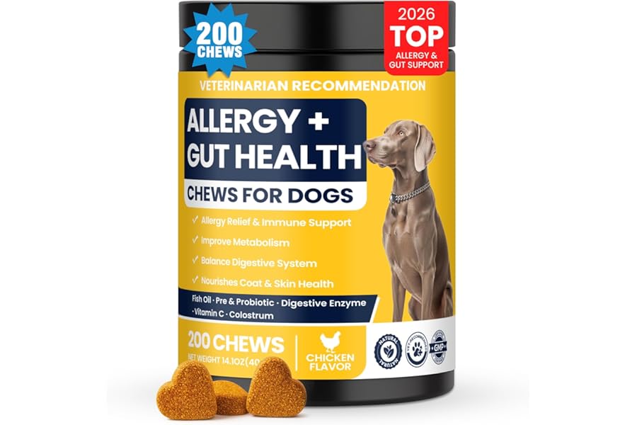 Dog Allergy Chews Probiotics for Dogs Yeast, Itchy Skin and Itchy Ears Itch Relief Immune Pre Probiotic Chews for Pet Digestive Gut Health Anti Itch Supplement for Itching and Licking Dogs Allergies