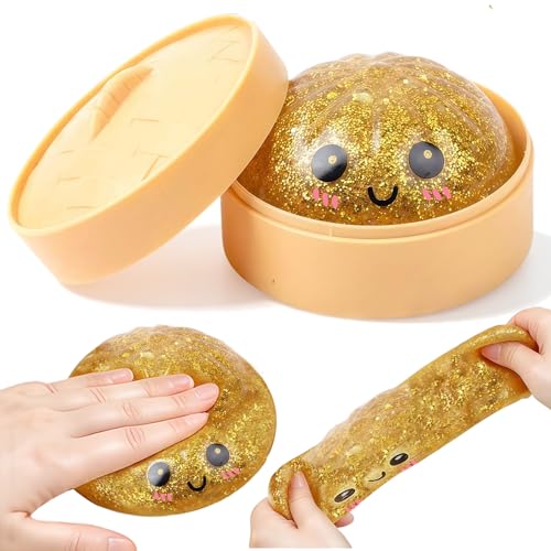 Dumpling Squishies Fidget Toys, Gold Dumplings Stress Balls, Dumplings Sensory Squeeze Toy for Anxiety Relief,Birthday Party Favors Gifts