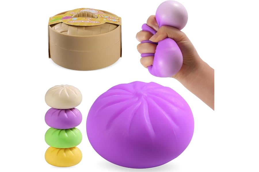 Dumpling Squishy Mystery Box, Mystery Dumpling Squishy Squeeze Stress Balls for Kids & Adults, Sensory Fidget Toys for Anxiety Relief, Crazy Fun Dumplings Ideal Gift for Boys,Girls,Teens(Purple)