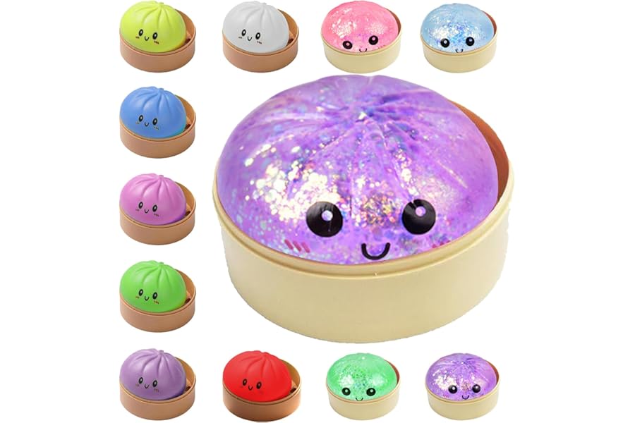 Dumplings Squishy Mystery Mini Dumplings Squishy Stress Balls Fidget Sensory Toy Soft Squeeze Decompression Dough (Purple-A)