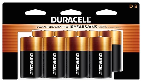 Duracell Coppertop D Batteries, 8 Count (Pack of 1), D Battery with Long-Lasting Power, All-Purpose Alkaline Battery for Household and Office Devices