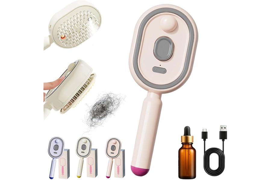 Electric Spray & Massage Hair Brush, 2026 Electric Steaming Massage Hair Care Brush, Rechargeable Detangling Electric Steam Brushs for Hair for Reduce Frizz, Nourishes Hairs, Anti-Static (Pink)