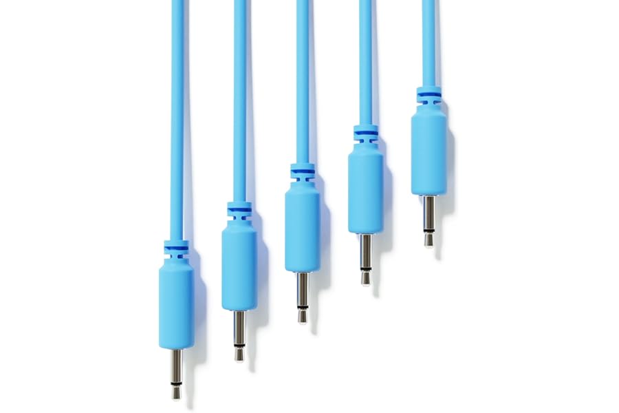 ExcelValley - 5-Pack - Mono Modular Patch Cables - TS 3.5mm 1/8" Eurorack Synthesizer [Blue | 120 cm - 47.24"]