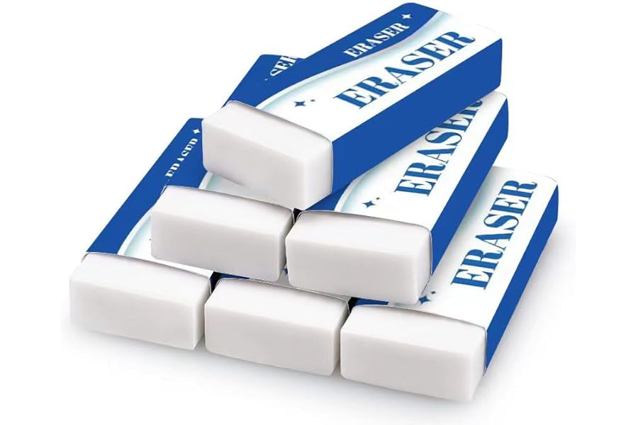 FAOGO Erasers for School and Office, 6 Count, Handheld Cordless, Portable for Home