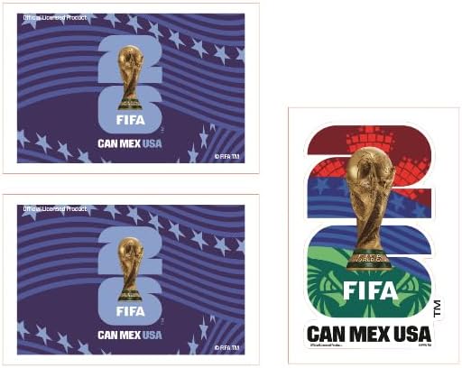FIFA World Cup 2026 Official Edition Stickers, 3PCS 2026 World Cup Stickers, Includes 2PCS Flags and 1PC 2026 World Cup Trophy, Gifts for Soccer Fans, Phone, Laptop, Water Bottle, Travel Bag
