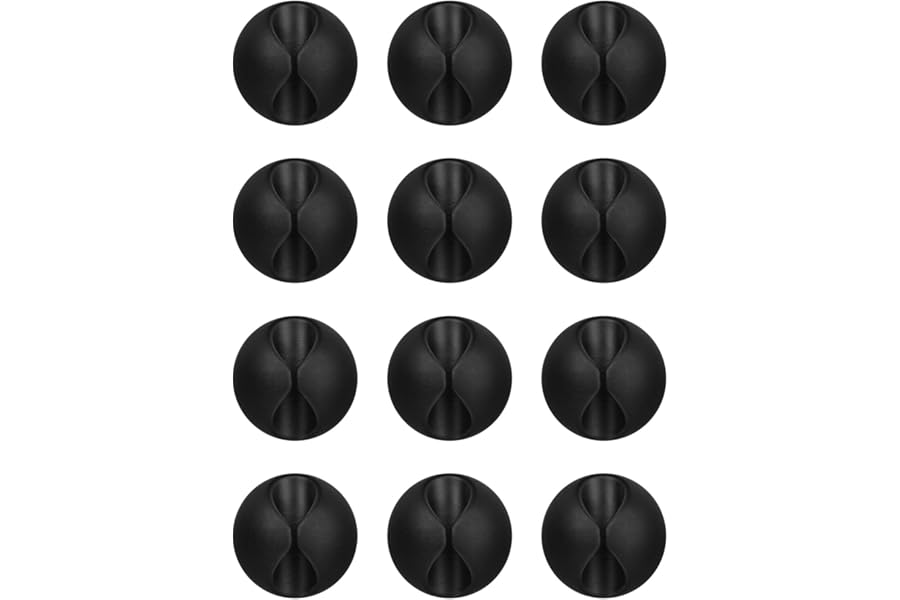 Flezoo Cord Holder Cable Holder, 12PCS Black Adhesive Cable Clips Cord Organizer Charger Holder Wire Management Keeper for Nightstand, Office, Desk or Mouse