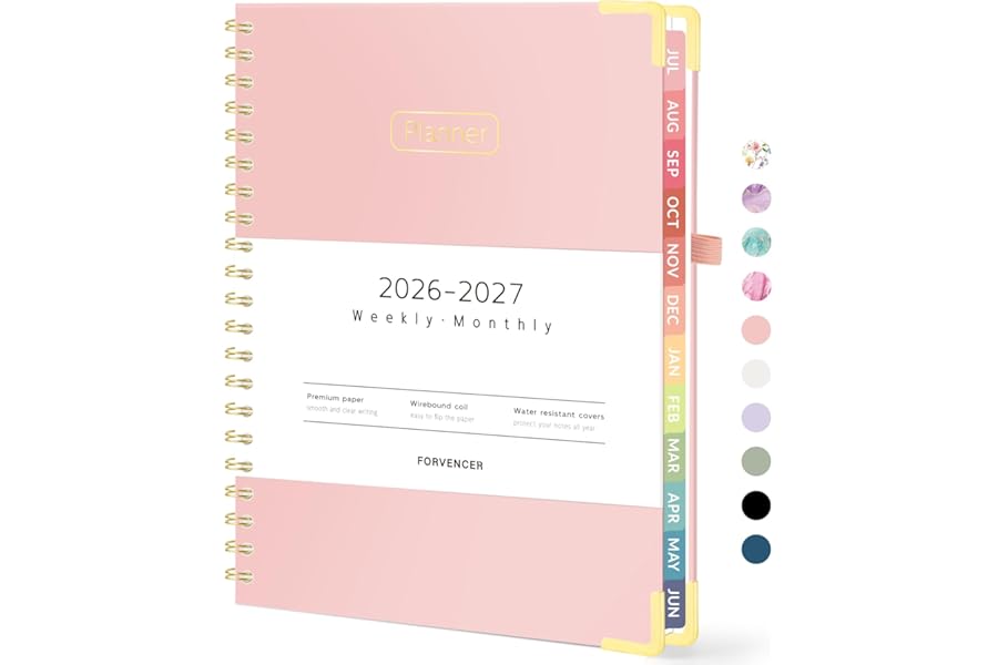 Forvencer Academic Planner 2026-2027, Hardcover Calendar Planner Weekly & Monthly, July 2026 - June 2027, 8.5" x 11", Daily A