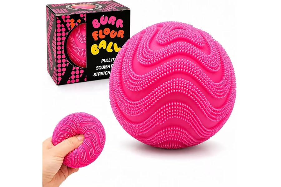 Fuzz Ball Squishy Stress Ball,Soft Fidget Squishy Fuzz Squeeze Ball for Adults,Anxiety Stress Relief Toys,Party Favors Gift for Adults (Pink Ball)