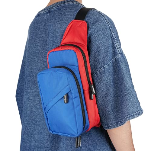 GEEKRIA Controller Carrying Case Compatible with Nintendo Switch, Lite, OLED Consoles, Crossbody Travel Bag, Game Card Storage, Game Accessories Dustproof Bag (Blue)