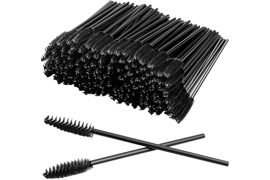 GUMIKE 100 Pcs Disposable Eyelash Mascara Brushes for Eye Lashes Extension Eyebrow and Makeup (Black)