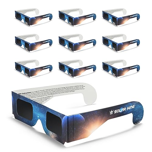 Gafas Eclipse Solar Homologadas Paquete de 12 Con 2 lentes fotográficos para smartphone Aprobados según la norma ISO 12312-2, con certificación CE: Gafas para eclipses solares Eclipse de 2026