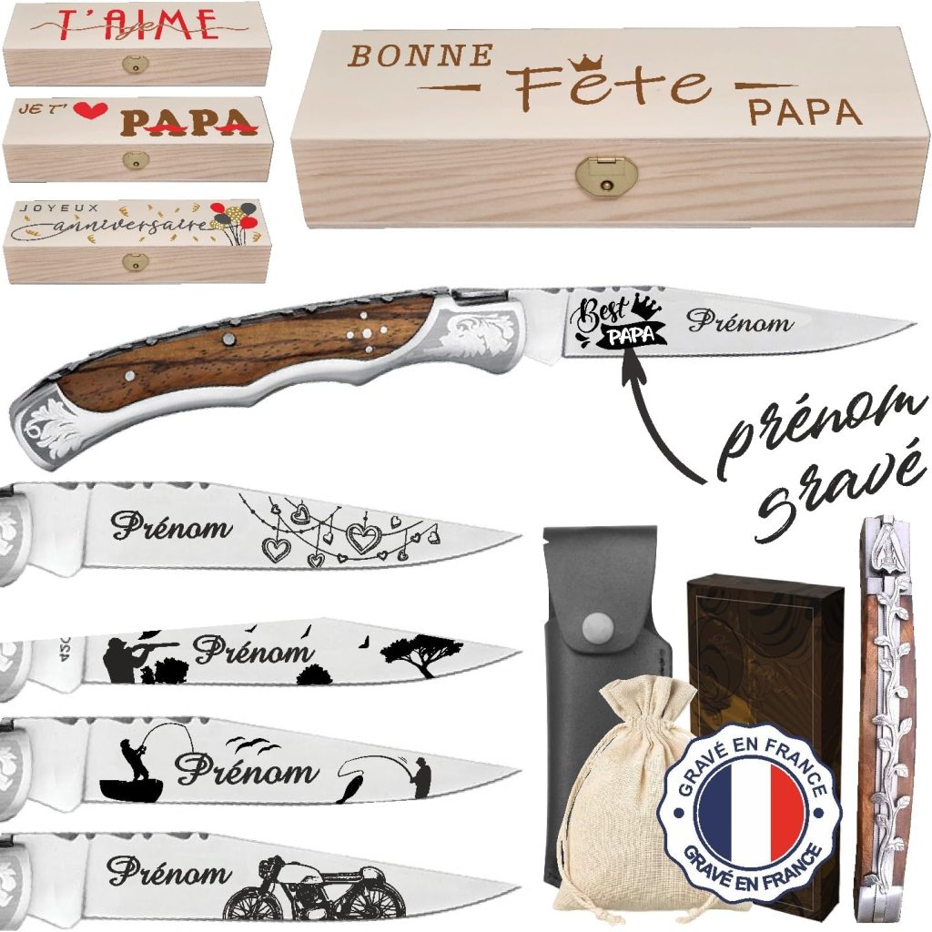 Gravure Events Couteau Laguiole Bougna personnalisé avec prénom gravé