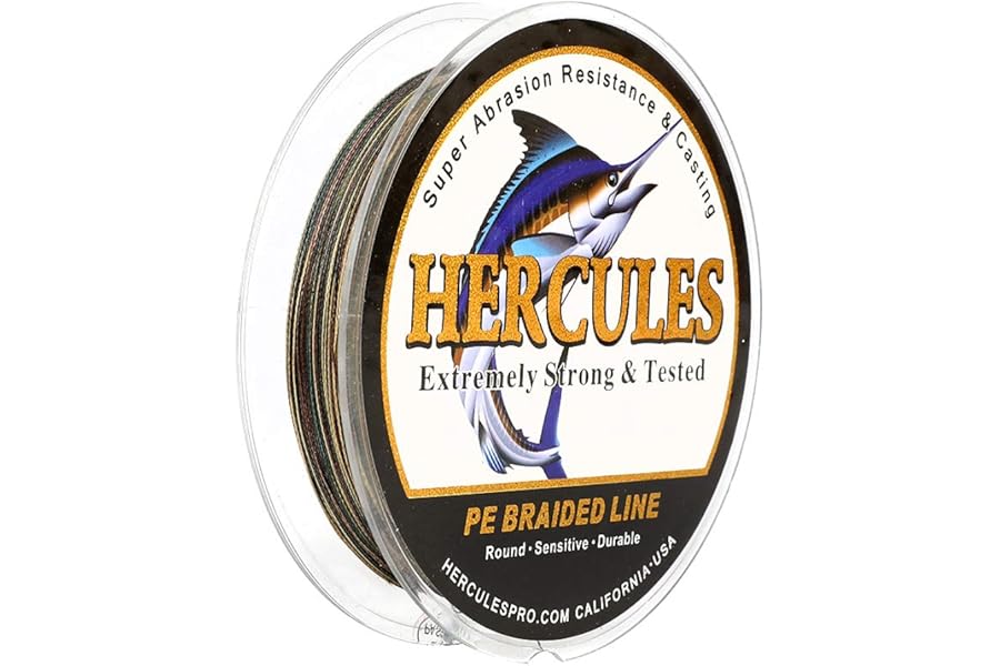 HERCULES Cost-Effective Super Strong 4 Strands Braided Fishing Line 6LB to 100LB Test for Salt-Water, 109/328 / 547/1094 Yards (100M / 300M / 500M / 1000M), Diam# 0.08MM - 0.55MM, Hi-Grade