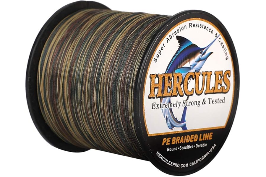 HERCULES Cost-Effective Super Strong 4 Strands Braided Fishing Line 6LB to 100LB Test for Salt-Water, 109/328 / 547/1094 Yards (100M / 300M / 500M / 1000M), Diam# 0.08MM - 0.55MM, Hi-Grade
