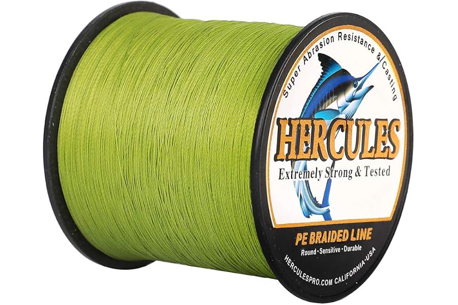 HERCULES Cost-Effective Super Strong 4 Strands Braided Fishing Line 6LB to 100LB Test for Salt-Water, 109/328 / 547/1094 Yards (100M / 300M / 500M / 1000M), Diam# 0.08MM - 0.55MM, Hi-Grade