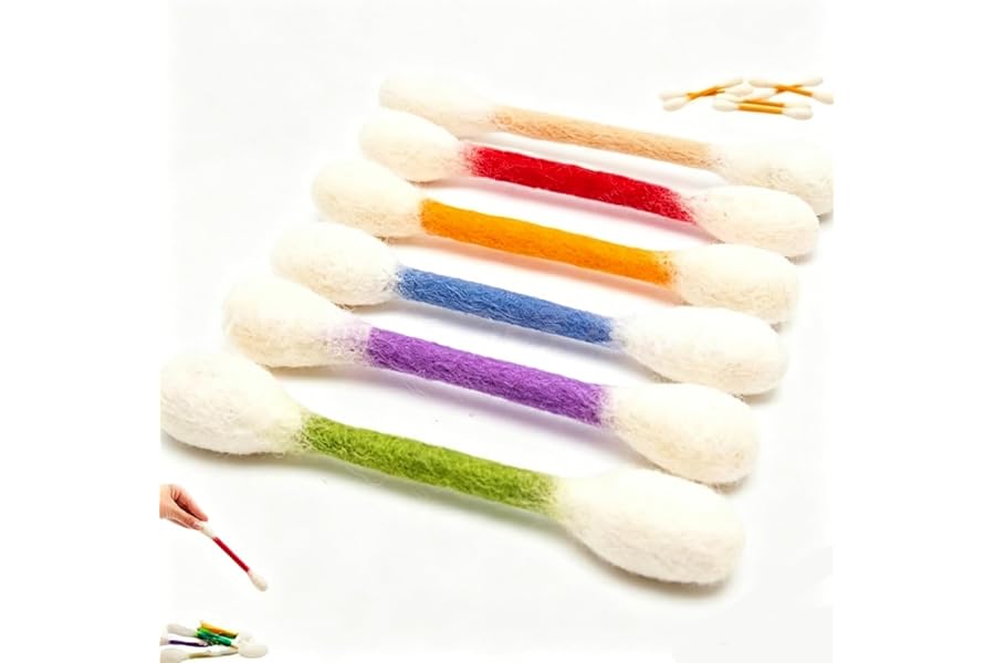 HFTRKE 6 PCS Swabs Cat Toys with Catnip,Cat Qtip Toy,Cotton Swabs Cat Toys with Catnip,Durable for Chew,Interactive Kitty Kick Sticks for Cat Lovers Gift,Sturdy Teething Chew Toy