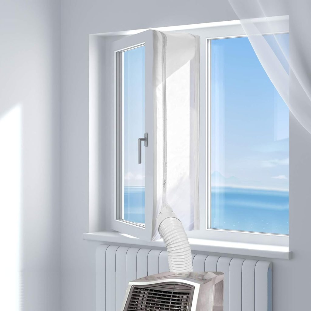 HOOMEE 500CM Tissu De Calfeutrage pour Fenêtres pour Climatiseur Mobile et Sèche-Linge - Fonctionne avec Toutes Les Unités de Climatisation Mobiles, Installation Facile