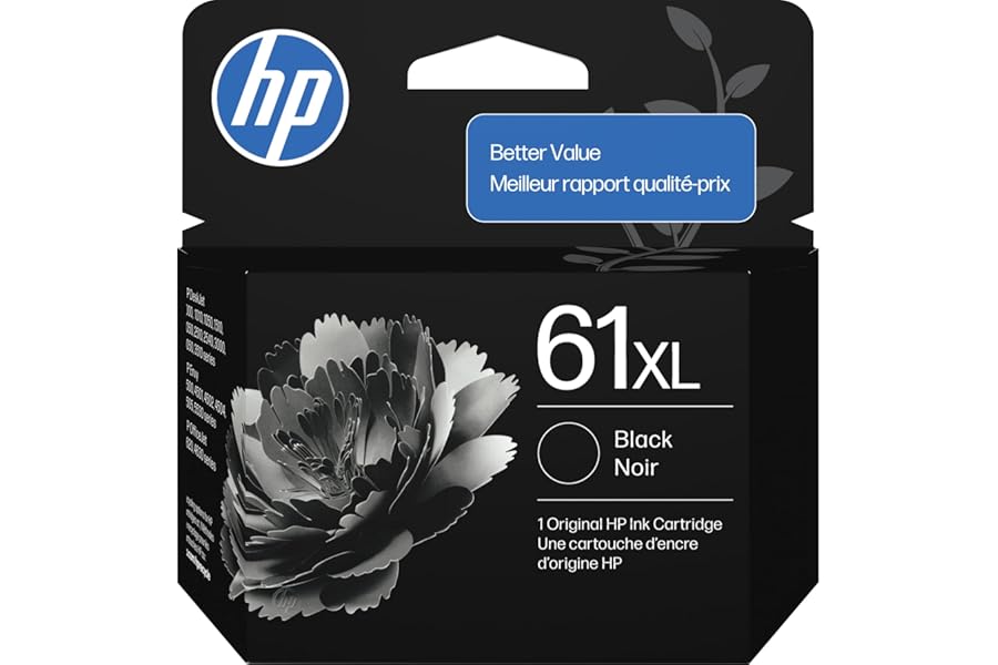 HP 61XL Black High-Yield Ink | Works with DeskJet 1000, 1010, 1050, 1510, 2050, 2510, 2540, 3000, 3050, 3510; Envy 4500, 5530; OfficeJet 2620, 4630 | C0PA4AN CH563WN|Packaging May Vary