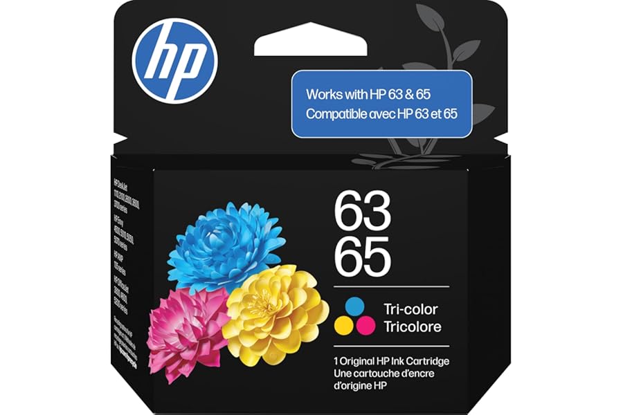HP 63 65 Tri-Color Ink Cartridge | Works AMP; DeskJet 1100, 2100, 2600, 3600; Envy 4500, 5000; OfficeJet 3800, 4600, 5200 Series | B7RT2AN. Works with Both 63 and 65 Ink.