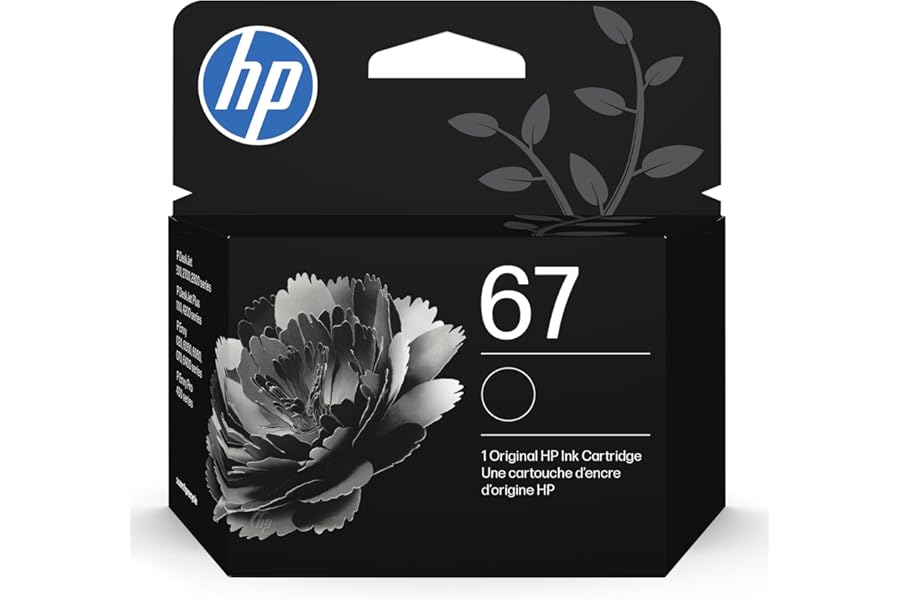 HP 67 Black Ink Cartridge | Works with DeskJet 1255, 2700, 4100 and Envy 6000, 6400 Series, Eligible for Instant Ink, 3YM56AN | Packaging May Vary