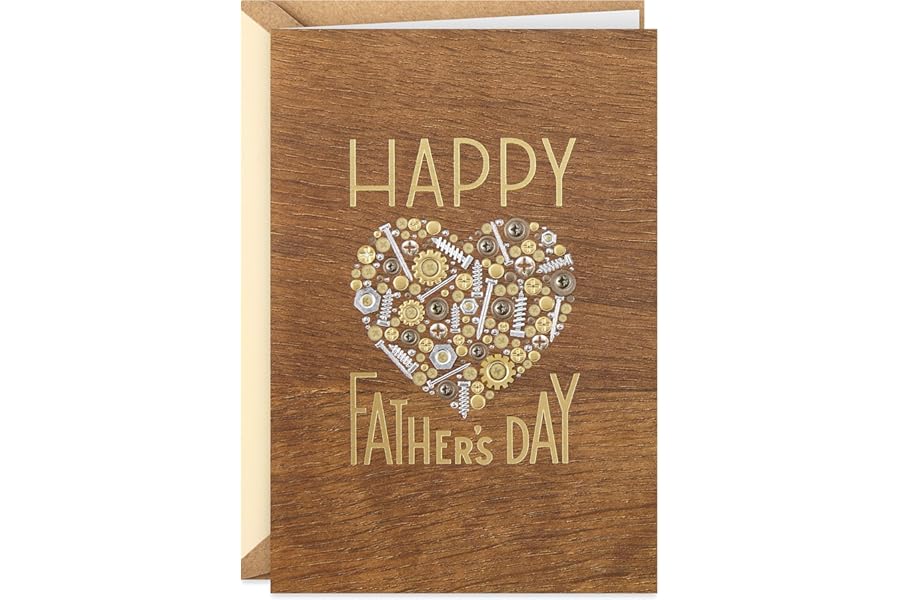 Hallmark Signature Wood Fathers Day Card for Dad (Nuts and Bolts Heart)