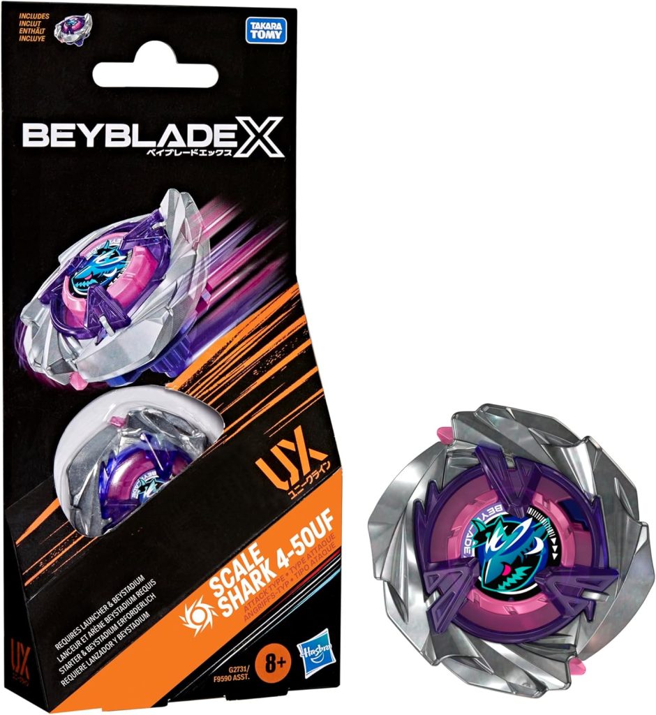 Hasbro Beyblade X, Set Booster Pack, Scale Shark 4-50UF con bey di Attacco di Takara Tomy, trottole da Combattimento, Giocattoli dagli 8 Anni in su