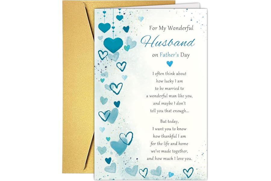 Heartfelt Fathers Day Card for Husband, Double Sided Fathers Day Card Gift from Wife, Unique Father's Day Cards for Husband.