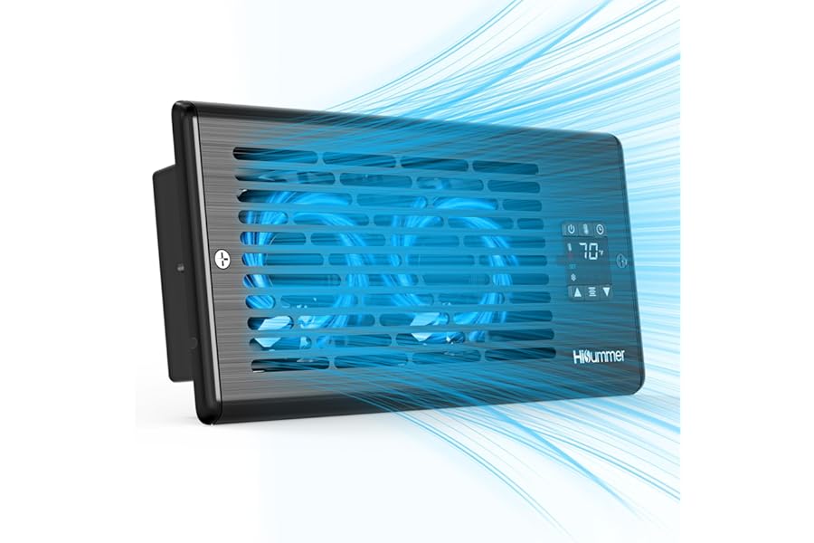 Hisummer Register Booster Fan for 4" x 10" Floor Register, Quiet 10-Speed Vent Fan Booster with Temp Sensor, 150 CFM Airflow,