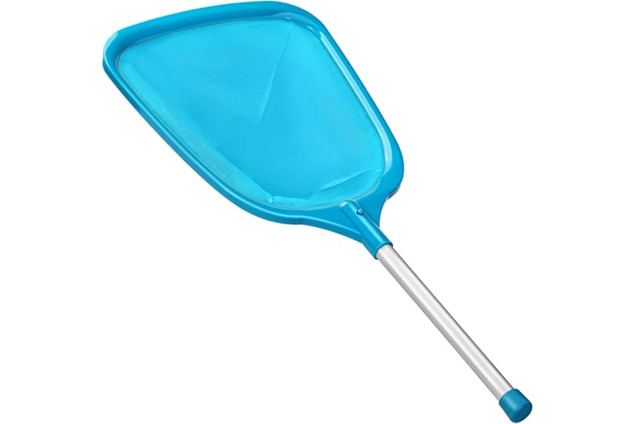 HydraJoy Pool Net, Professional Swimming Pool & Hot Tub Skimmer Net Accessories, Pool Leaf Rake Cleaning Tool with Pole, Fine Nylon Mesh Bag, Easy to Clean Bugs,Leaves,Debris(Blue)