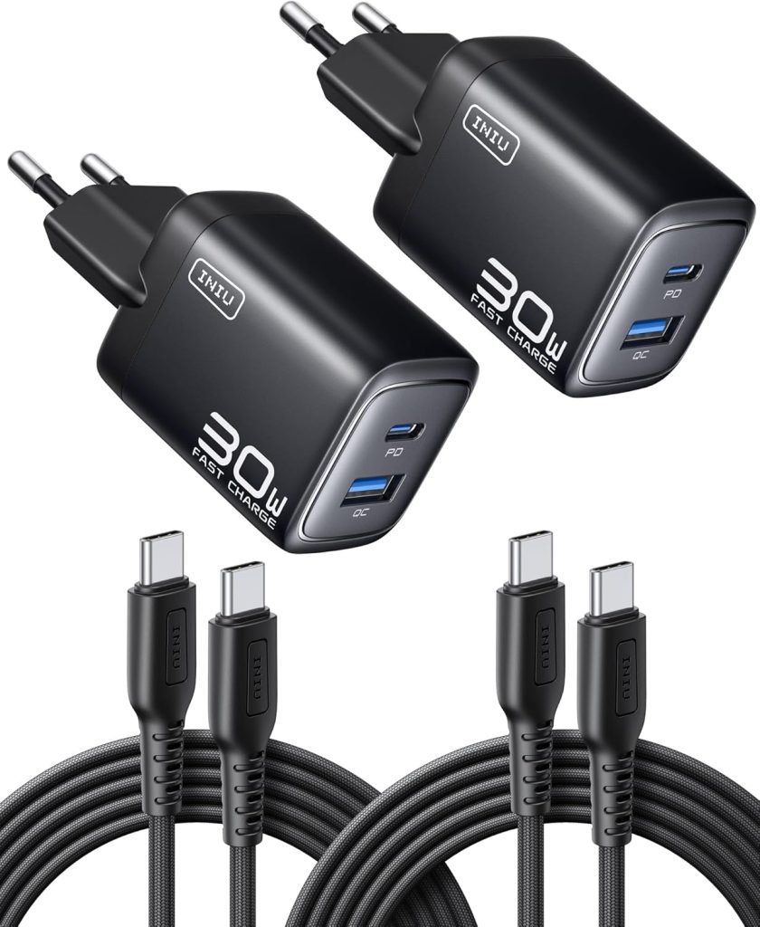 INIU Chargeur USB C 30W 2-Port avec Câble Rapide iPhone 17