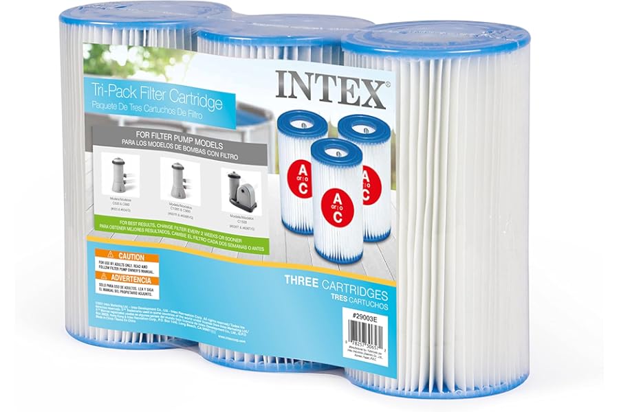 INTEX 29003E Type A Pool Filter Cartridge: For INTEX Filter Pumps – Easy-To-Clean – Dacron Paper – Efficient Filtration – Three Pack