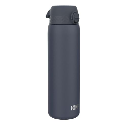 ION8 1 Liter Lichtgewicht Stalen Waterfles, Zonder Isolatie, Lekvrij, Makkelijk te Openen, Veilige Vergrendeling, Draaghendel, Vaatwasserbestendig, Duurzame, 1200ml (40oz), Asmarine