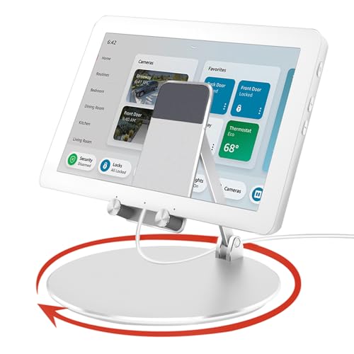 ITSHOM Swivel and Tilt Stand for Echo Hub, with 360°Rotating Base，Desk Stand for Alexa Hub, Multi-Angle, Foldable Mount Holder for Echo Hub 8" Smart Home Control Panel and 4-12.9" iPads/Tablets