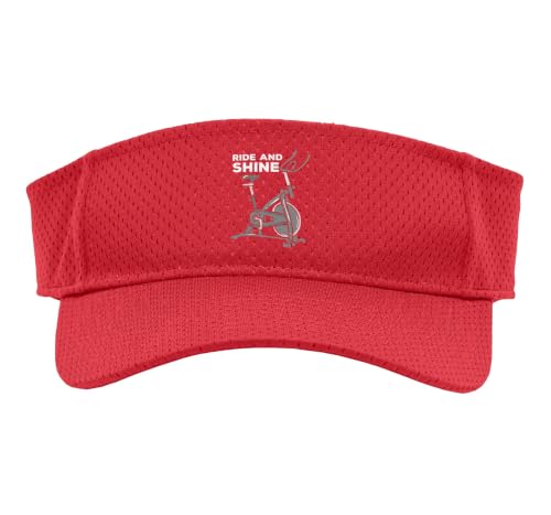 Indoor Cycling Spin Bike Ride and Shine Quote Gym Spinning Sport Sun Visor, Adult, One Size, Red