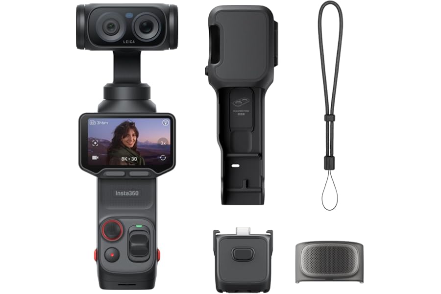 Insta360 Luna Ultra - 8K Vlogging Camera with Dual Leica Lenses, 12× Zoom, 1" Sensor, Detachable 2" Touchscreen, Triple AI Chip, Pocket Gimbal Camera for Vlog Photography-Cosmic Black