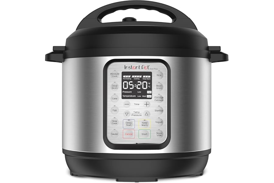 Instant Pot Duo Plus 9-in-1 Multicooker, Pressure Cooker, Slow Cook, Rice Maker, Steamer, Sauté, Yogurt, Warmer & Sterilizer, Includes App with Over 800 Recipes, Stainless Steel, 6 Quarts