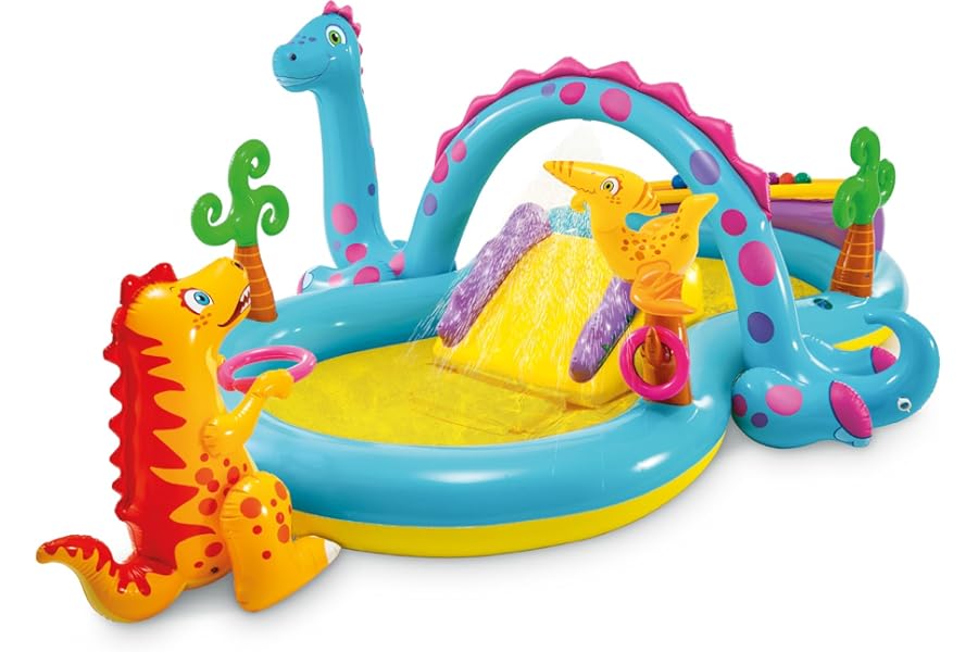 Intex 11' x 7.5' x 44" Dinoland Play Center Kiddie Inflatable Outdoor Swimming Pool