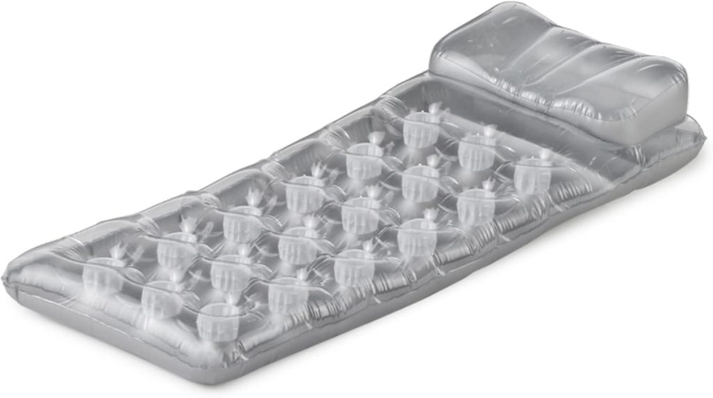 Intex 58894EU - Colchoneta Hinchable 18 Vasos Plata + Almohada 188x71 cm : Intex 58894EU - Lounge "Pocket Suntanner" circa 188 x 71 cm