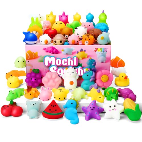 JOYIN Mochi Squishy Toys Set, Random 25 Pack Mini Squishy Mochi, Party Favors for Kids, Kawaii Stress Relief Toys, Basket Stuffers, Goodie Bags Fillers, Birthday Gifts, Classroom Prizes