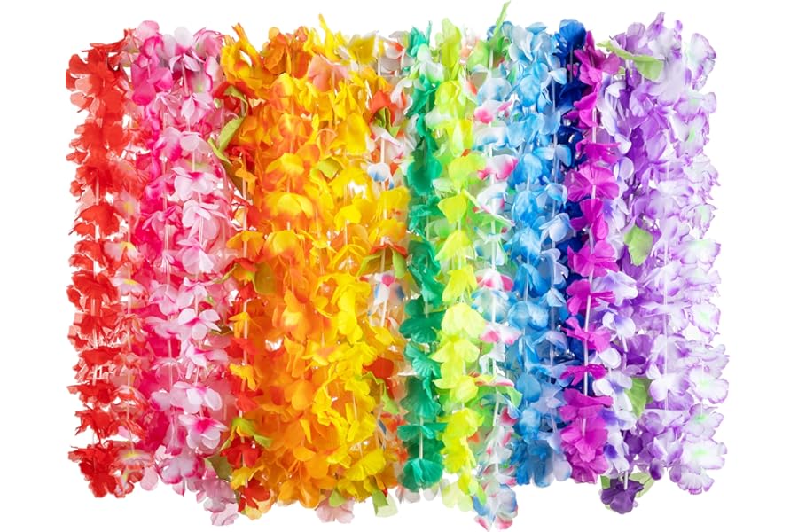 JOYIN Toy 36 Counts Hawaiian Leis Bulk, Tropical Flower Lei Hawaiian Lei Beach Hawaii Luau Party Favor Decoration Packs Party Supplies(3 Dozen)