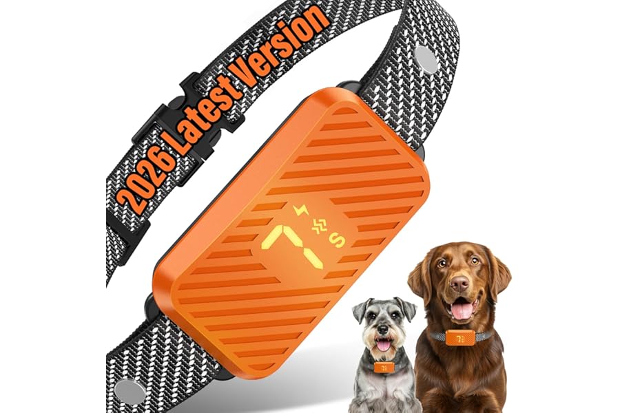 KJKZO Dog Bark Collar for Large Medium Small Dogs, Effective No-Bark Collar, Smart Barking Collar, 2026 Upgraded Bark Collar with 7 Sensitivity, 3 Modes, Orange