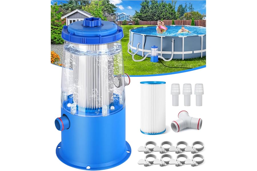 KimFilter Transparent 1000 GPH Above Ground Pool Filter Pump – Easy Cartridge Status Viewing | Powerful Pool Cartridge Filter
