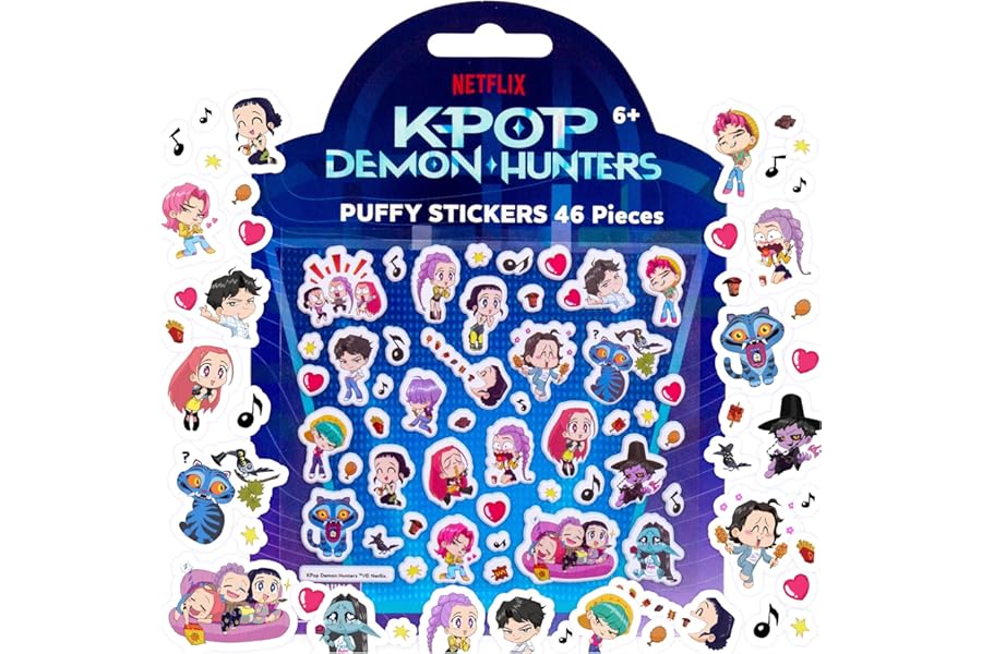 Kpop Demon Hunters™ Puffy Stickers, Includes Over 40 Designs, Official Kpop Demon Hunters Merch, Great Scrapbook Supplies, Cool Stuff for Planners, Kids Crafts, Party Favors