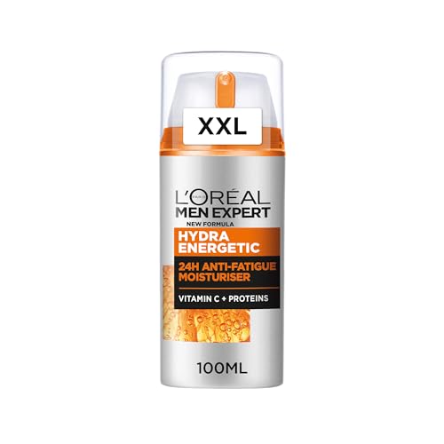 L'Oréal Men Expert vochtinbrengende crème voor heren, anti-vermoeidheid, Hydra Energetic, bestrijdt kringen rond de ogen en geeft intensieve hydratatie, verrijkt met eiwitten en vitamine C, 100 ml