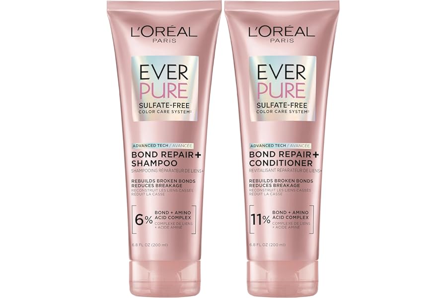 L'Oreal Paris Sulfate Free Bond Repair+ Shampoo and Conditioner Set with Bond + Amino Acid Complex, Strengthens and Repairs D
