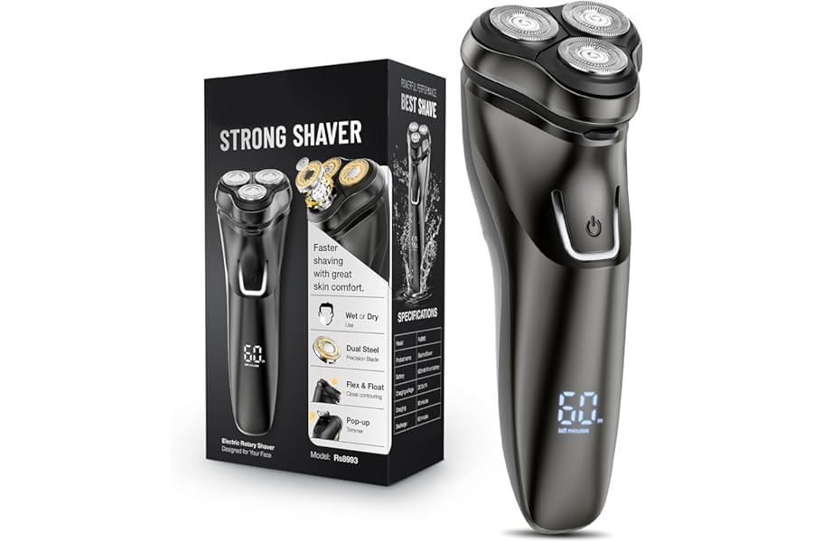LONKEEN Electric Razor for Men Cordless: Sensitive Skin Care, Electric shavers for Men - 4D Flex Blades, IPX6 Waterproof, USB Fast Charging, Pop-up Trimmer, Gifts for Father's Day