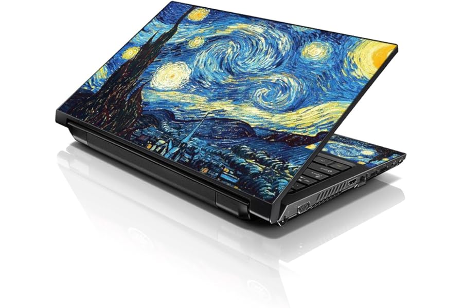 LSS 15 15.6 Inches Laptop Notebook Skin Sticker with 2 Wrist Pads - Reusable Cover Protector Vinyl Sticker Cover Decal Fits 13" - 16" HP Asus Acer - Van Gogh Starry Night Design