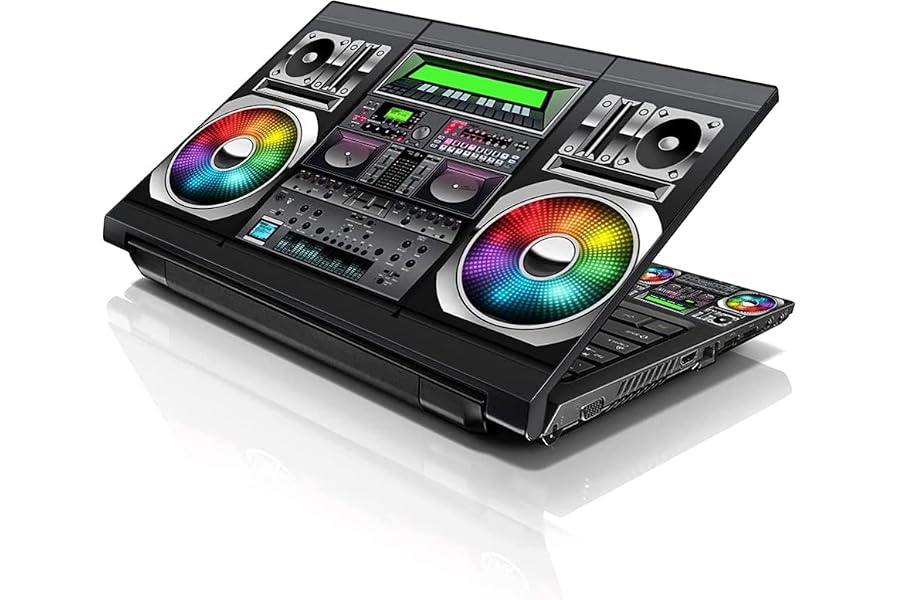 LSS 17 17.3 Inches Laptop Notebook Skin Sticker with 2 Wrist Pads - Reusable Cover Protector Vinyl Sticker Cover Decal Fits 17" - 19" HP Asus Acer Samsung - Boon Box Music Pattern